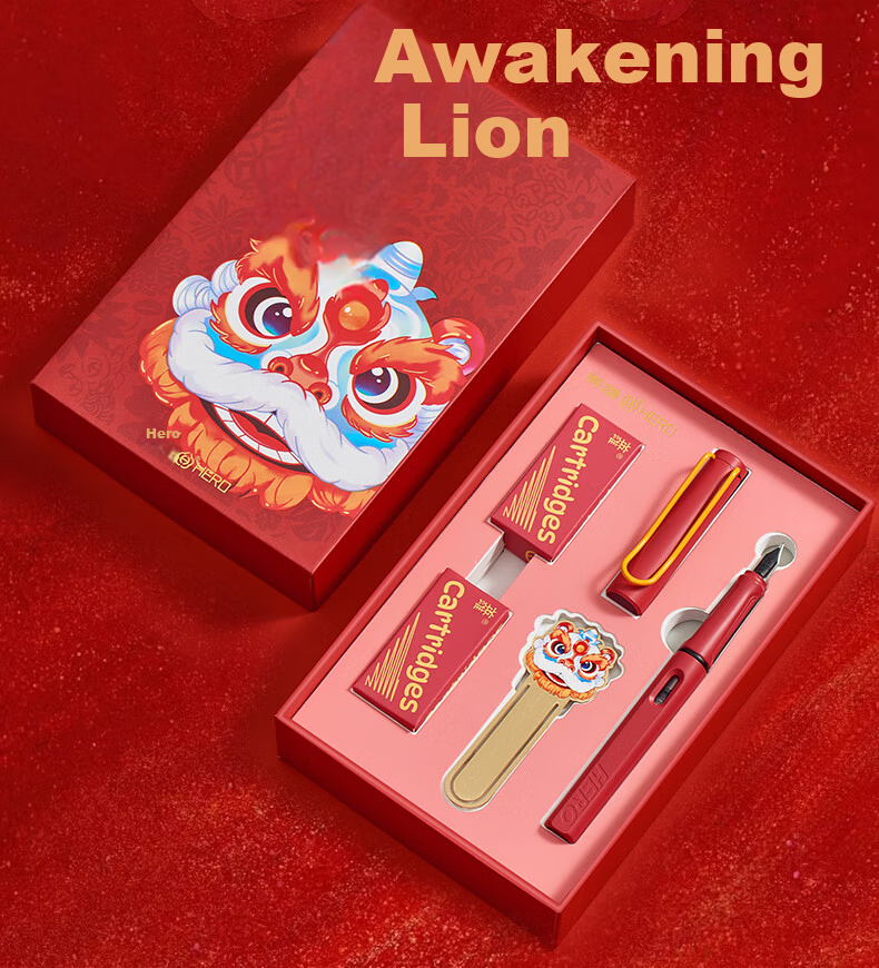HERO Fountain Pen 359PLUS Green Double-Sided Writing Gift Box for Primary School Students Grades 3-5 Calligraphy Practice Student Day Gift Shuyun Light 3