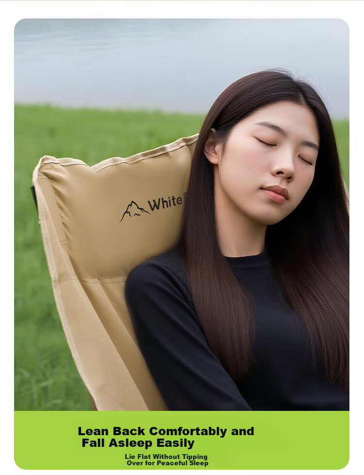 WhitePeak Outdoor Folding Nap Chair Portable Moon Chair Dual-Use Camping Recliner Office Nap Beach Chair 11