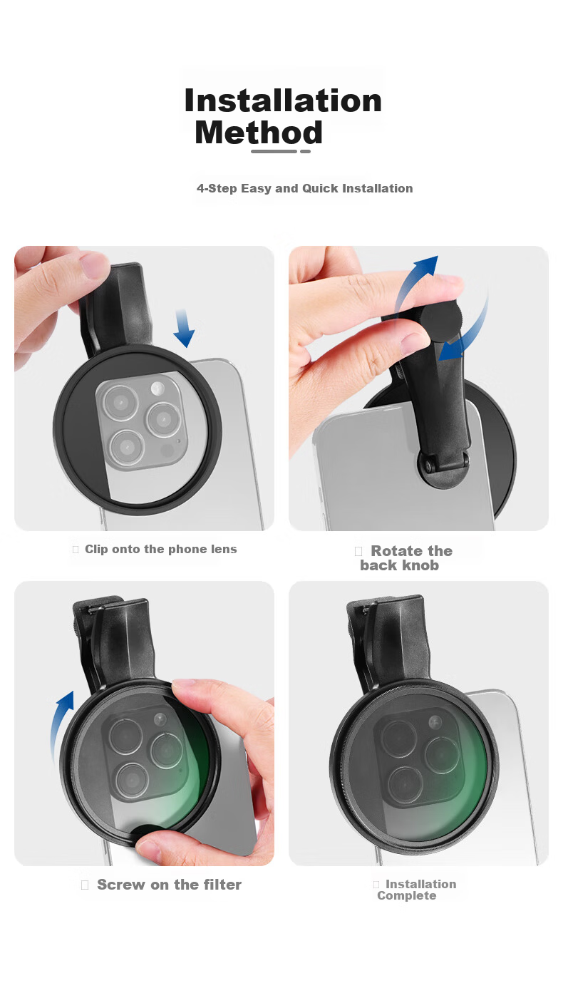 NEEWER Adjustable ND2-32 Magnetic Filter Lens Clip for Smartphones with 67mm Filter Adapter Ring Compatible with Apple Huawei Mobile Photography VND Neutral Density Filter Clip 2