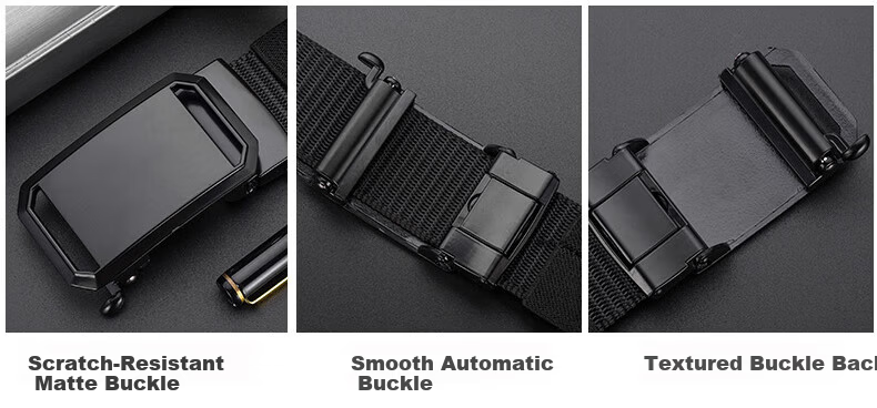 HOCR Men's Canvas Woven Casual Belt Automatic Buckle Student Military Training Nylon Jeans Belt 4