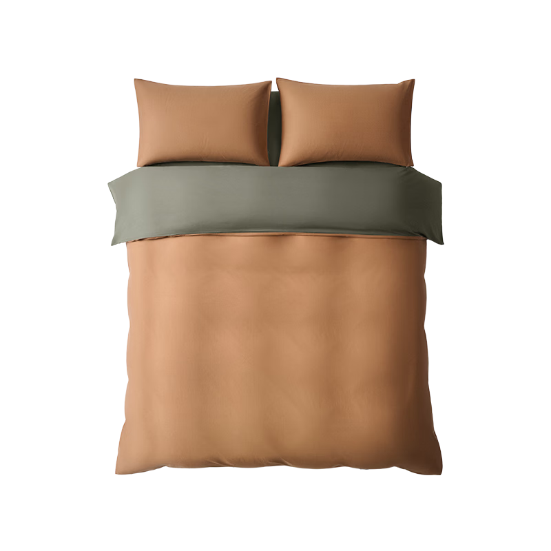 JD Jingzao Yousen Cotton Four-Piece Set Lyocell Cotton Moisture-Absorbing Breathable Bed Sheet Quilt Cover Pillowcase Bedding Set for 1.8m Bed Fitted Sheet Style Coffee Color
