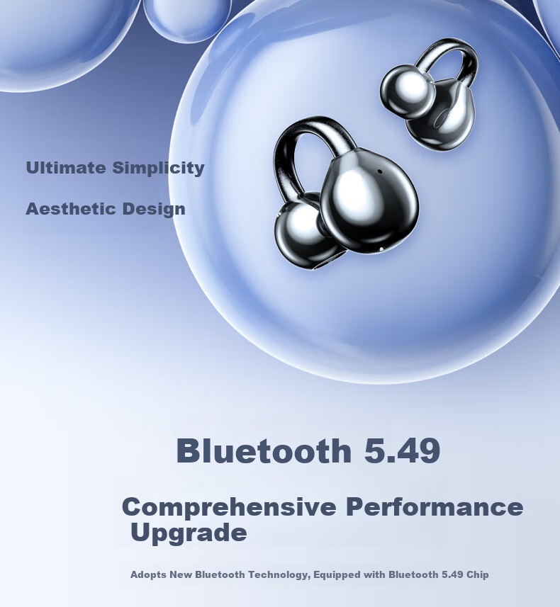Zhiguozhe [2026 Latest Model - Berlin Sound] Bluetooth Clip-On Wireless Earphones, Non-In-Ear, Ear-Hook Design, Long Battery Life, Noise Cancelling, Sports Running Headset for Men and Women, Huaqiangb 8