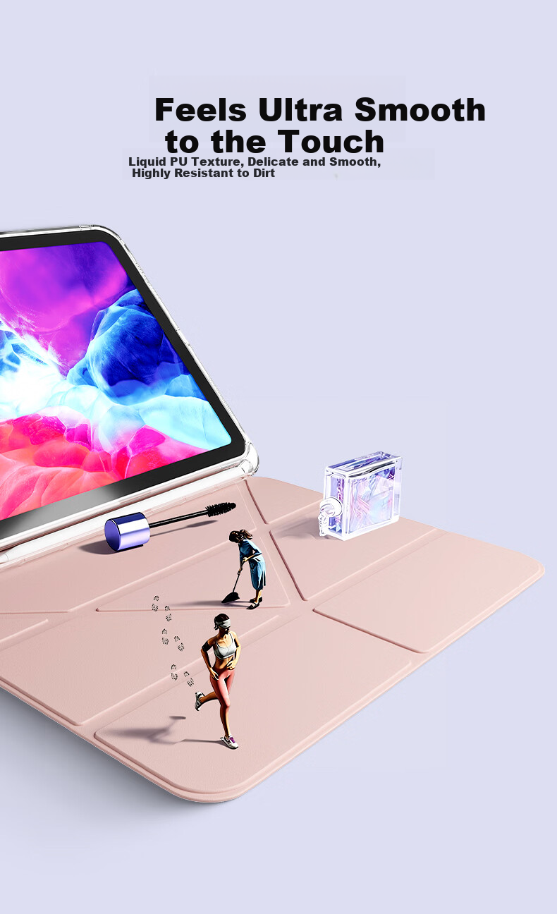 Suoying Smart Y-Fold iPad Air 8/7/6 Case 2026/25/24 Models 11/10.9 Inch M4/3 Protective Cover Acrylic Silicone Anti-Bend Pen Slot for Apple Tablet 17