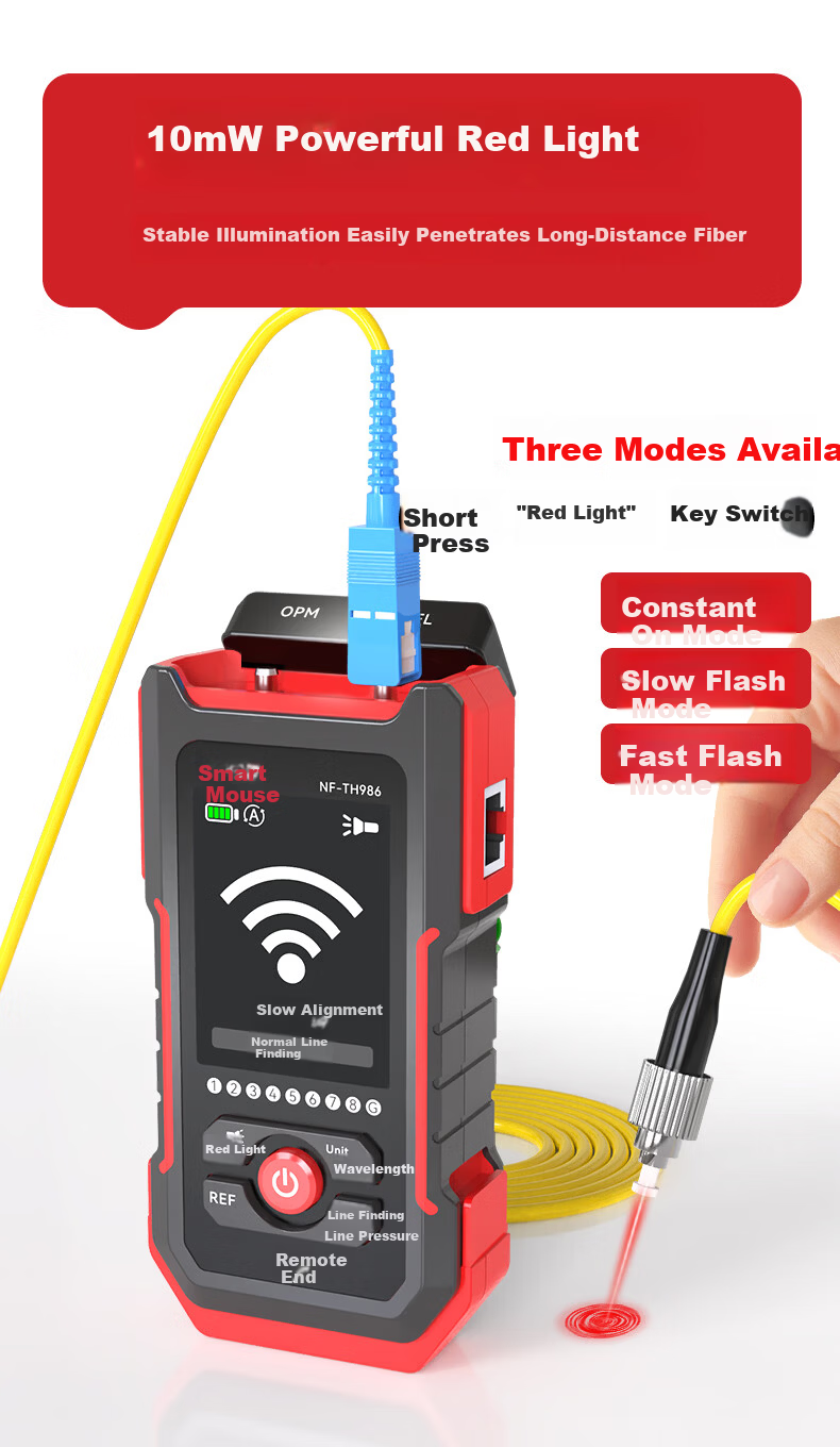 Smart Mouse NF-TH986 Cable Tracker Optical Power Meter Red Light All-in-One Network Tester Anti-Interference 12