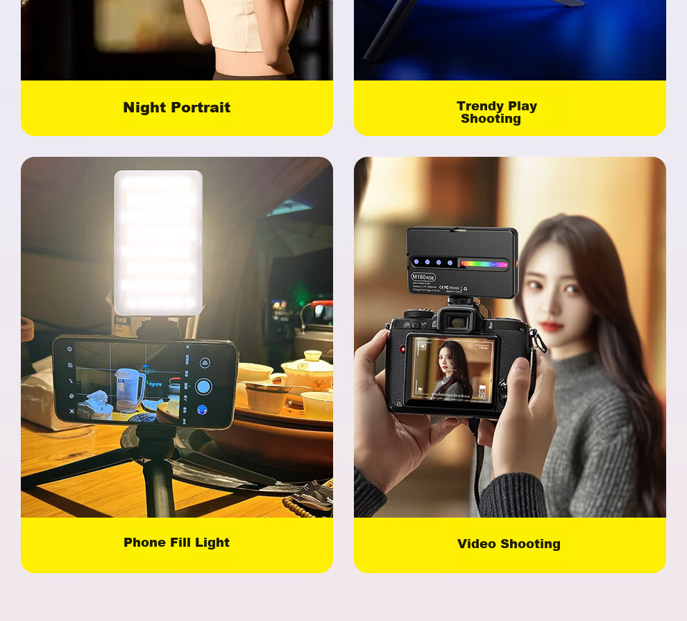 Beiyang Portable Fill Light Photography Pocket Light Handheld Full-Color RGB Professional LED Lighting for Live Streaming Outdoor Portrait Atmosphere Small Soft Light Hair Light Large Capacity 12
