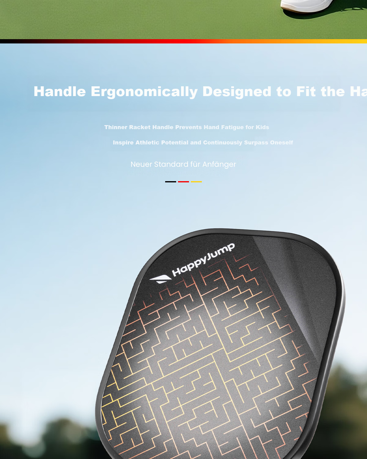 HiJump (Germany) Pickleball Paddle Set for Kids and Parents Beginner Entry-Level Carbon Fiber Paddle 14