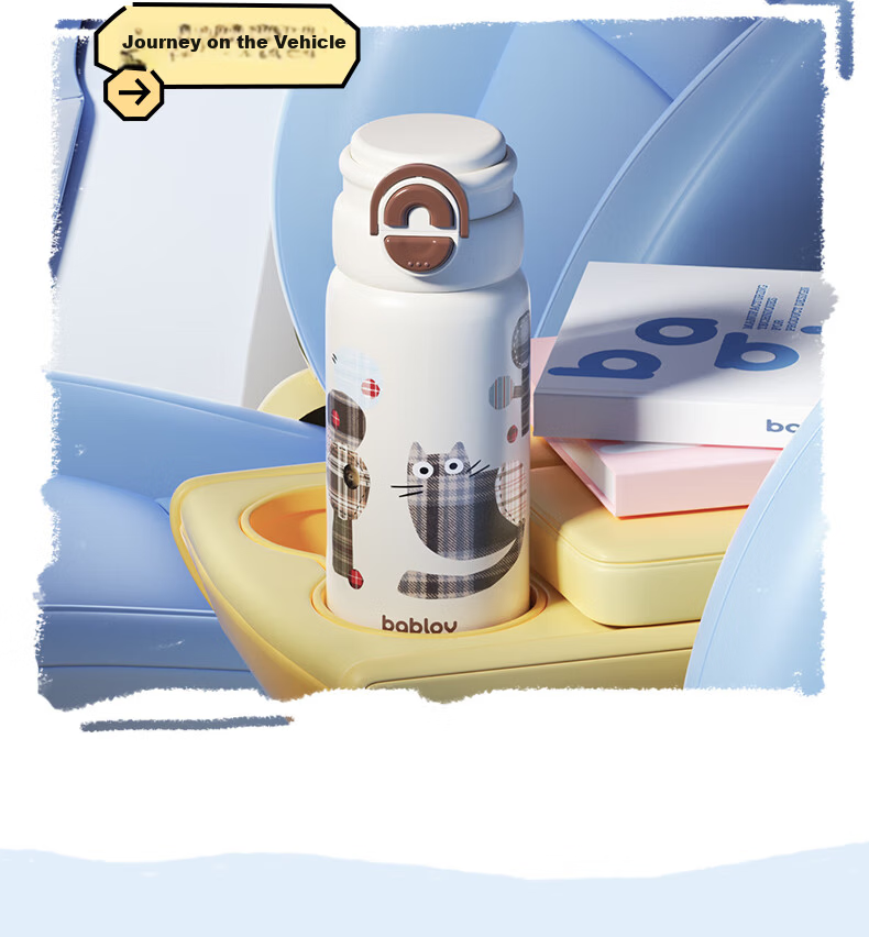 BABLOV Kids Insulated Stainless Steel Straw Water Bottle Student School Portable High-Quality Girls Cup 25