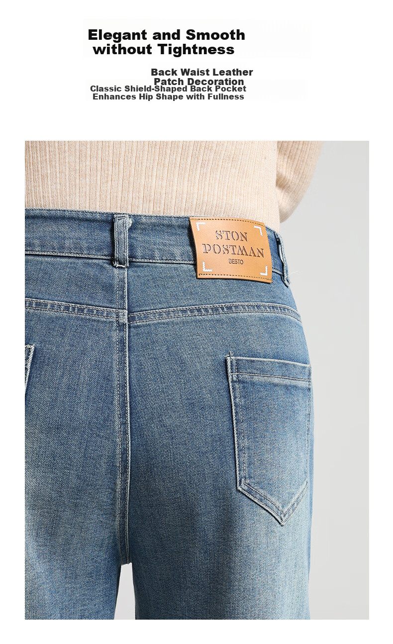 Meishi Women's Jeans 2026 Spring New High Waist Stretch Slim Straight Vintage Wide Leg Pants Blue 28 8