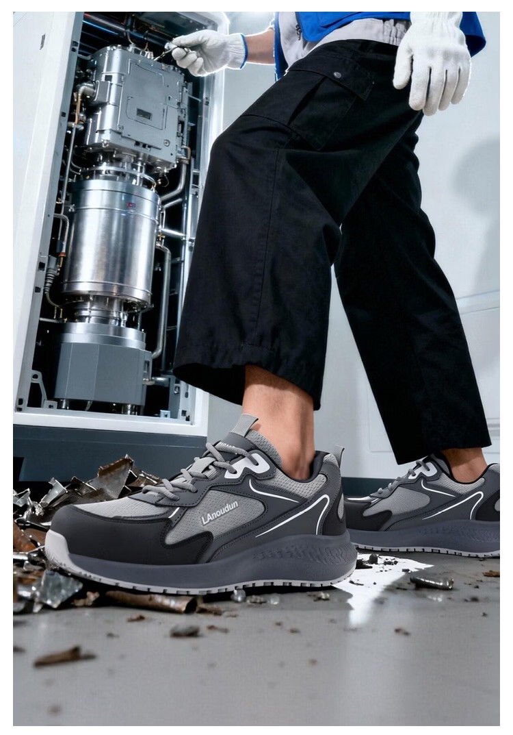 BlueOwl Shield Men's Summer Breathable Anti-Slip Insulated 10KV Anti-Smash Anti-Puncture Safety Electrician Work Shoes D210BK Size 41 22
