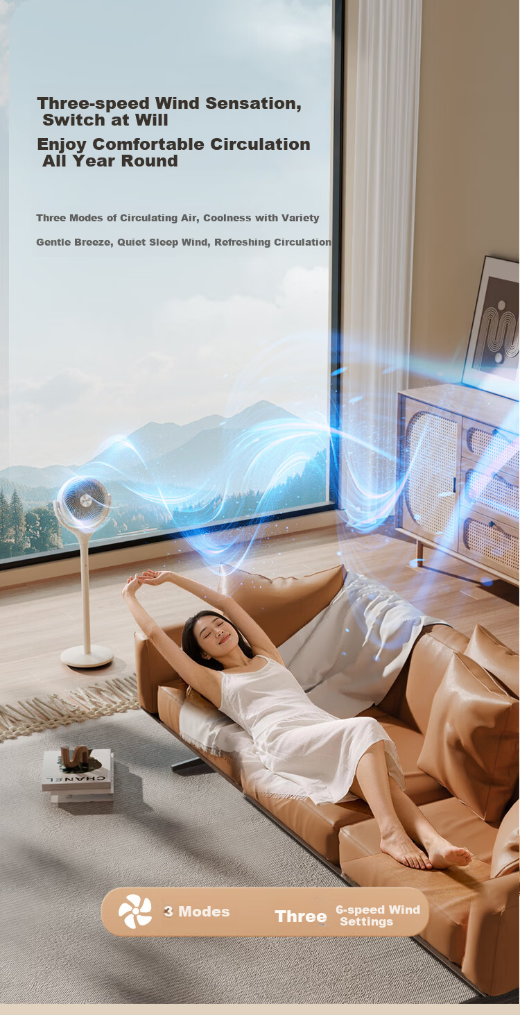 GREE [Zhi Feng Zhe Se Youth Edition] First-Class Energy Efficiency DC Inverter Quiet Energy-Saving Ultra-Quiet Air Circulator Fan Home Remote Control Air Purifier Floor Fa 9
