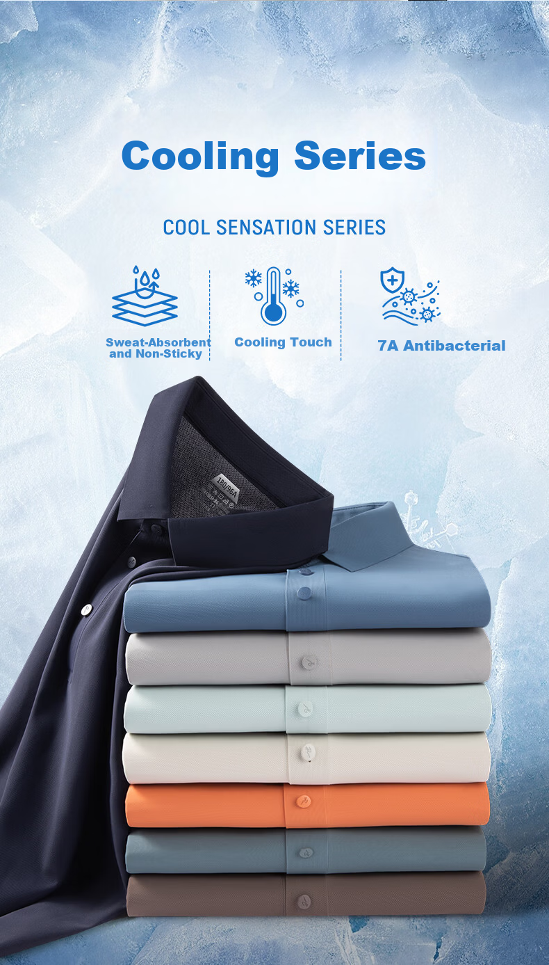 ROMON 7A Antibacterial Short Sleeve Polo Shirt Men Summer Cool Touch Sun Protection Business Shirt 2