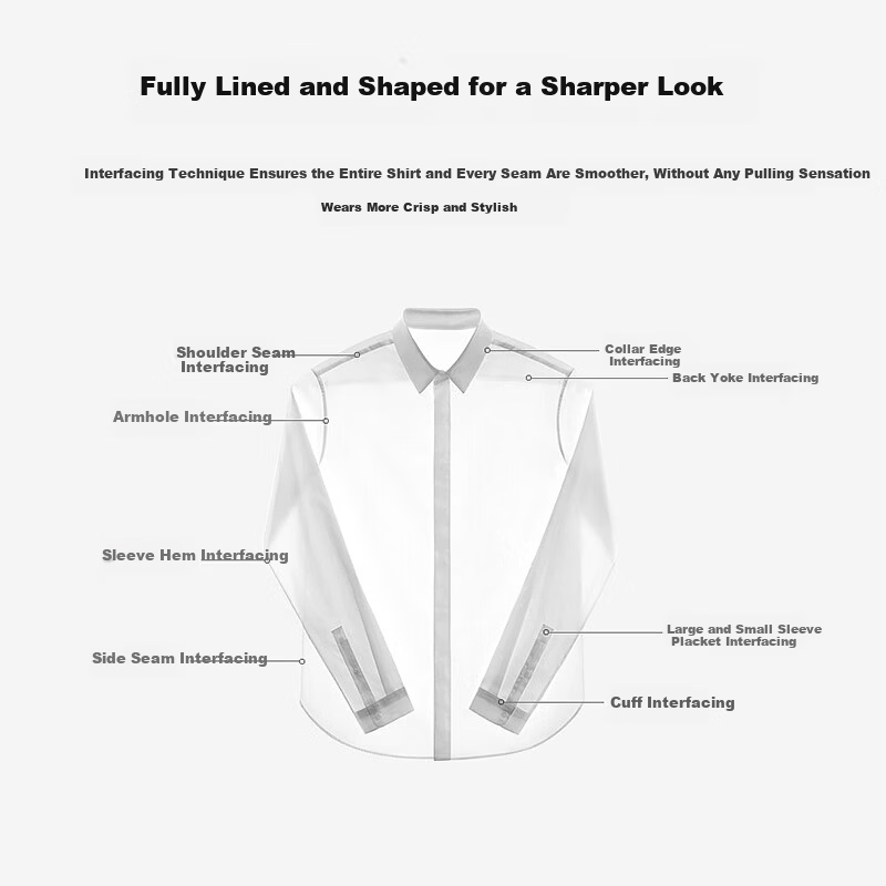 FIRS DP Non-Iron 100% Cotton Wrinkle-Resistant Long Sleeve Shirt Men Business Casual Pure Cotton Base Shirt