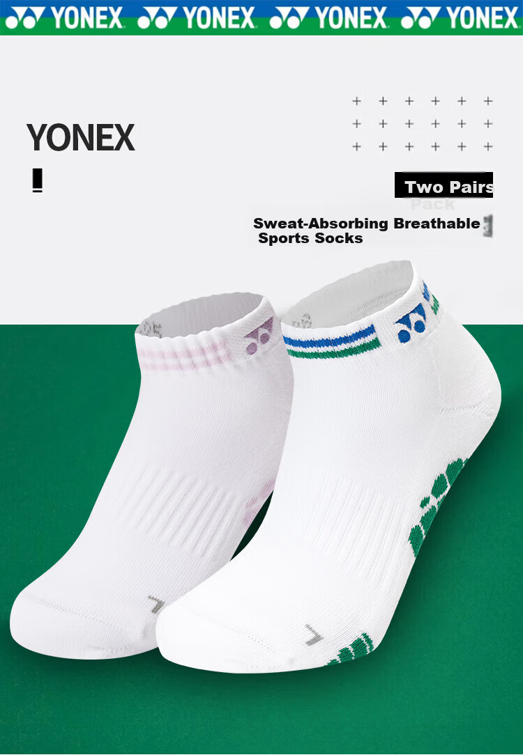 Yonex Badminton Socks Sweat-Absorbing Breathable Youth Professional Sports Socks 3450425BCR White Triple Pack 13