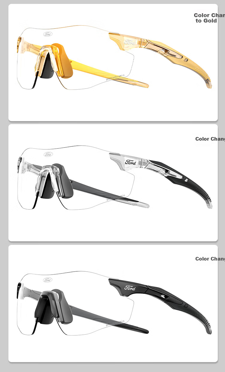 Fute Outdoor Cycling Sunglasses, Running Fitness Myopia Glasses for Men And Women, Photochromic Protective Eyewear F133-01 Transparent Champagne 13