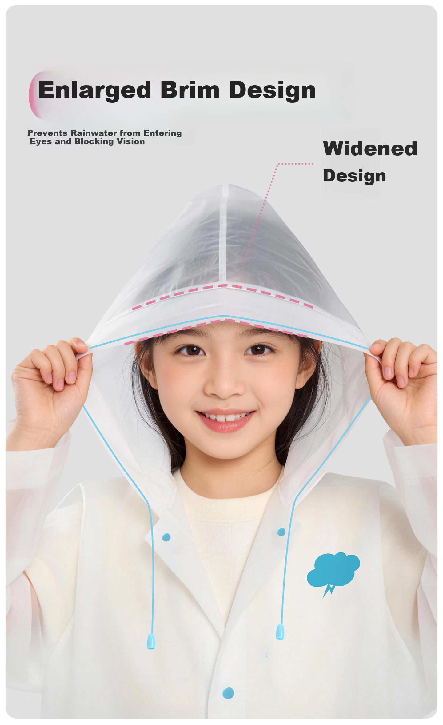 AIKANGNI Disposable Raincoat, Thickened for Heavy Rain Protection, Outdoor Portable, Suitable for Electric Bikes, Stylish White Design with Black Rope 9