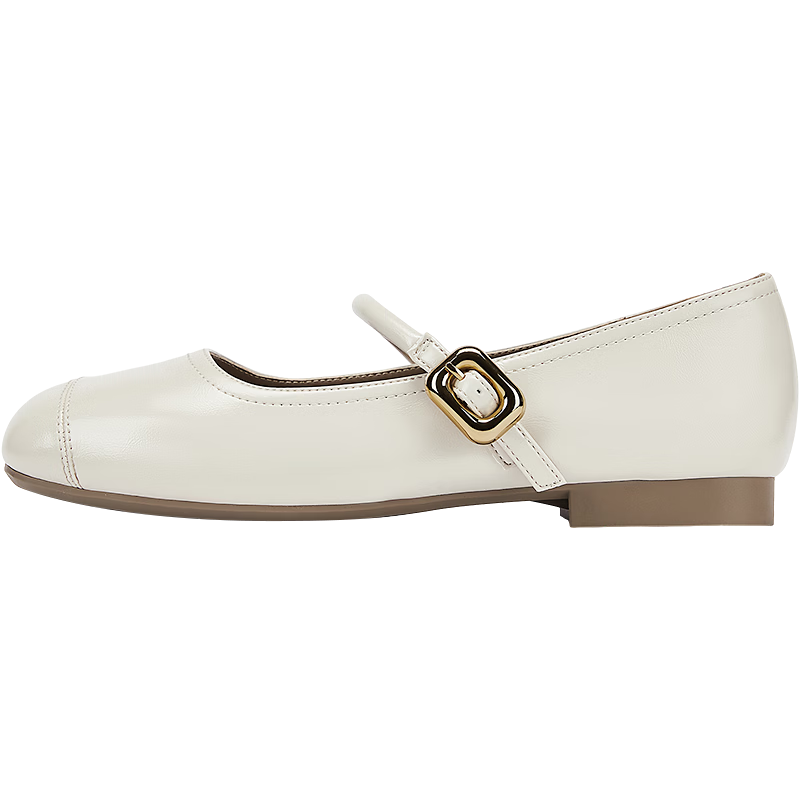 DAPHNE Retro Soft Leather Mary Jane Women's Shoes, 2024 Spring/summer Flat Leather Shoes, Wanwan Style Gentle Flats, Beige, Size 37