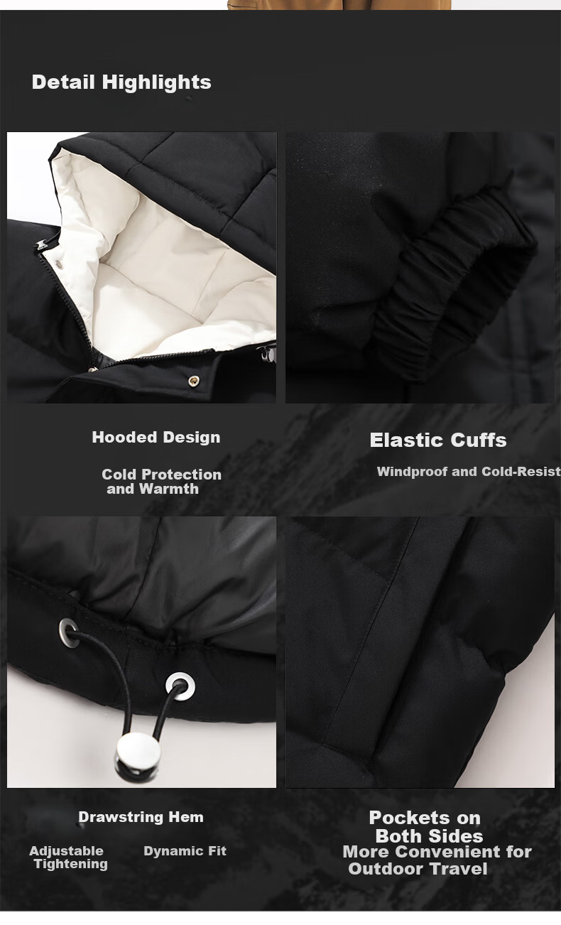 Warrior Men's Winter Hooded Thickened Cotton Jacket Cold-Resistant Warm Cotton Coat Versatile Puffer Jacket 6189 11