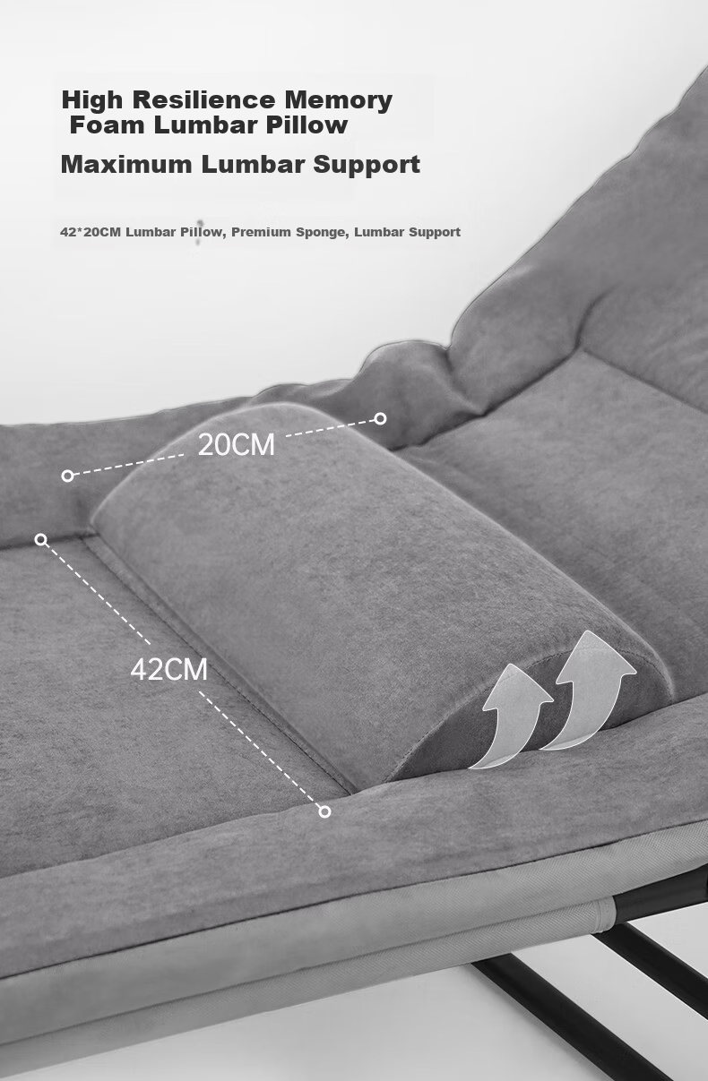 Restar Folding Single Nap Bed Hospital Care Bed Military Cot Recliner Office Nap Waist Support - 190cm Gray 3