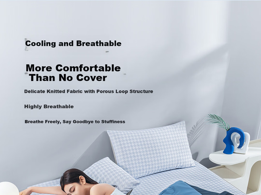 Deep Sleep A-Class Cooling Antibacterial Summer Quilt, Jade Smooth Washable Double Air Conditioning Quilt, Plum Blue 180*200cm 18