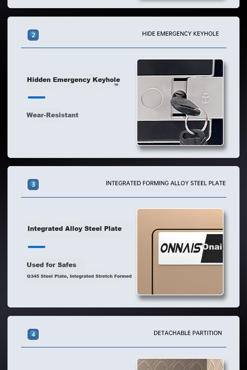 ONNAIS Home Safe Small 25cm Office Password WIFI All-Steel Anti-Theft Fingerprint Wall-Embedded Alarm Smart Mobile Storage Box New A6-25 Black Fingerprint WIFI 13