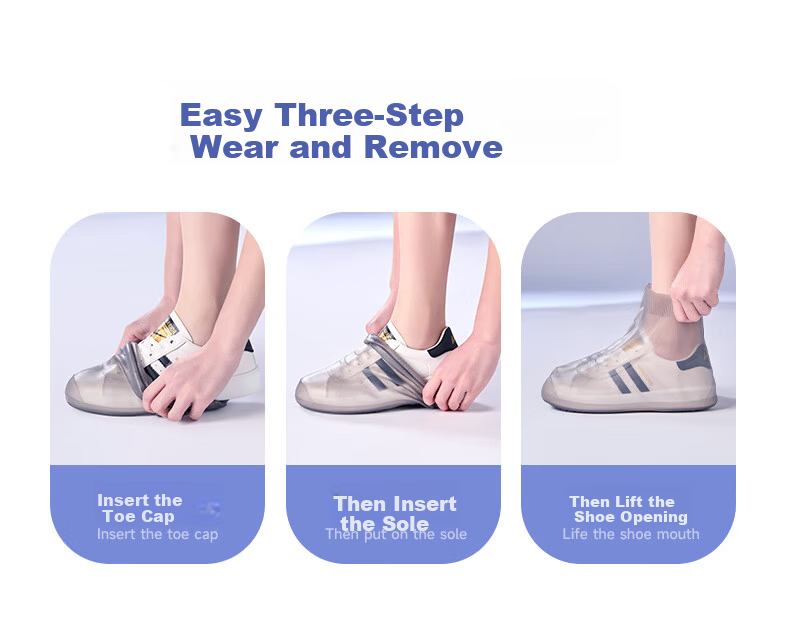 Silayi Rain Shoe Covers (New Latex Material) Non-Slip Thickened Wear-Resistant Reusable Portable Waterproof Rain Gear Boots 5