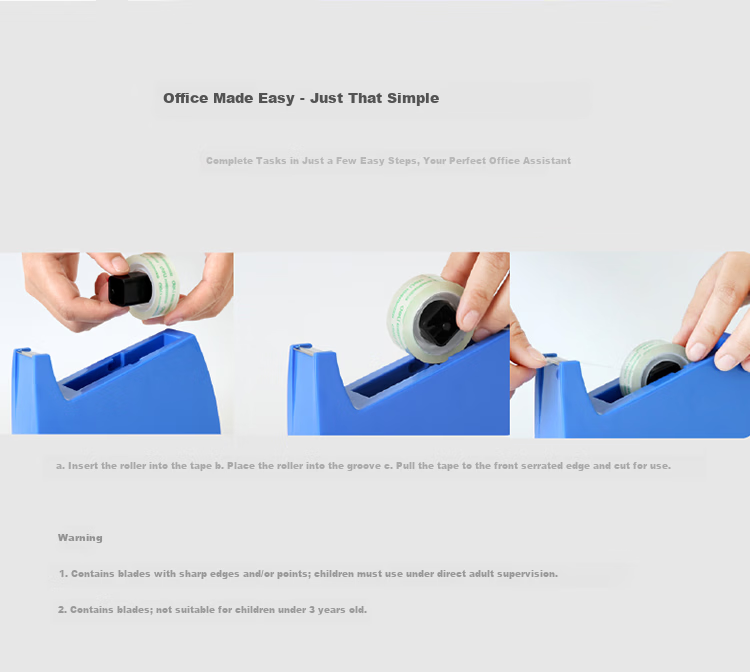 Deli Medium Tape Dispenser Cutter Sealer (Tape Width ≤18mm) Blue 810 7