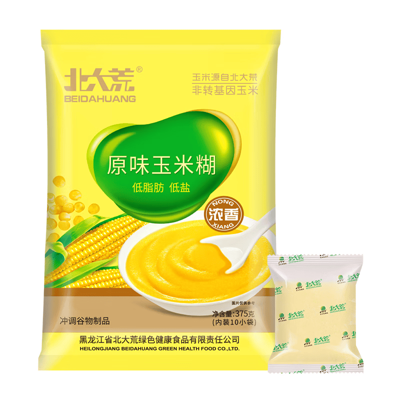 北大荒玉米糊原味375g（10小袋）玉米汁粉面粥羹粗粮营养早餐冲饮免煮