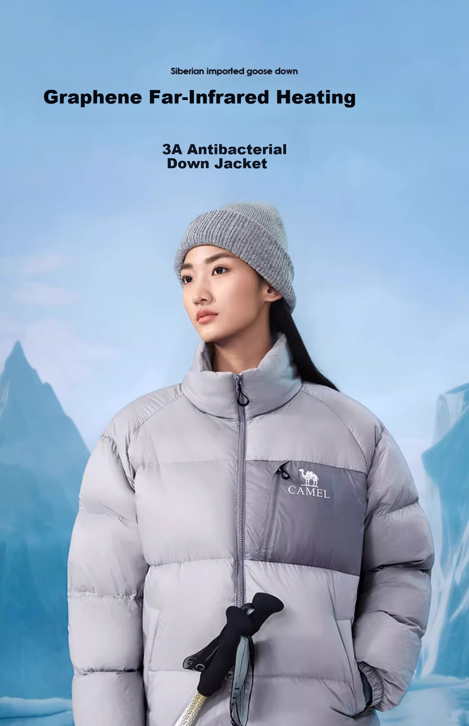 CAMEL Outdoor Down Jacket Unisex Thickened Graphene Warm Water-Repellent Puffer Coat 04/B/D/J Random Delivery 34