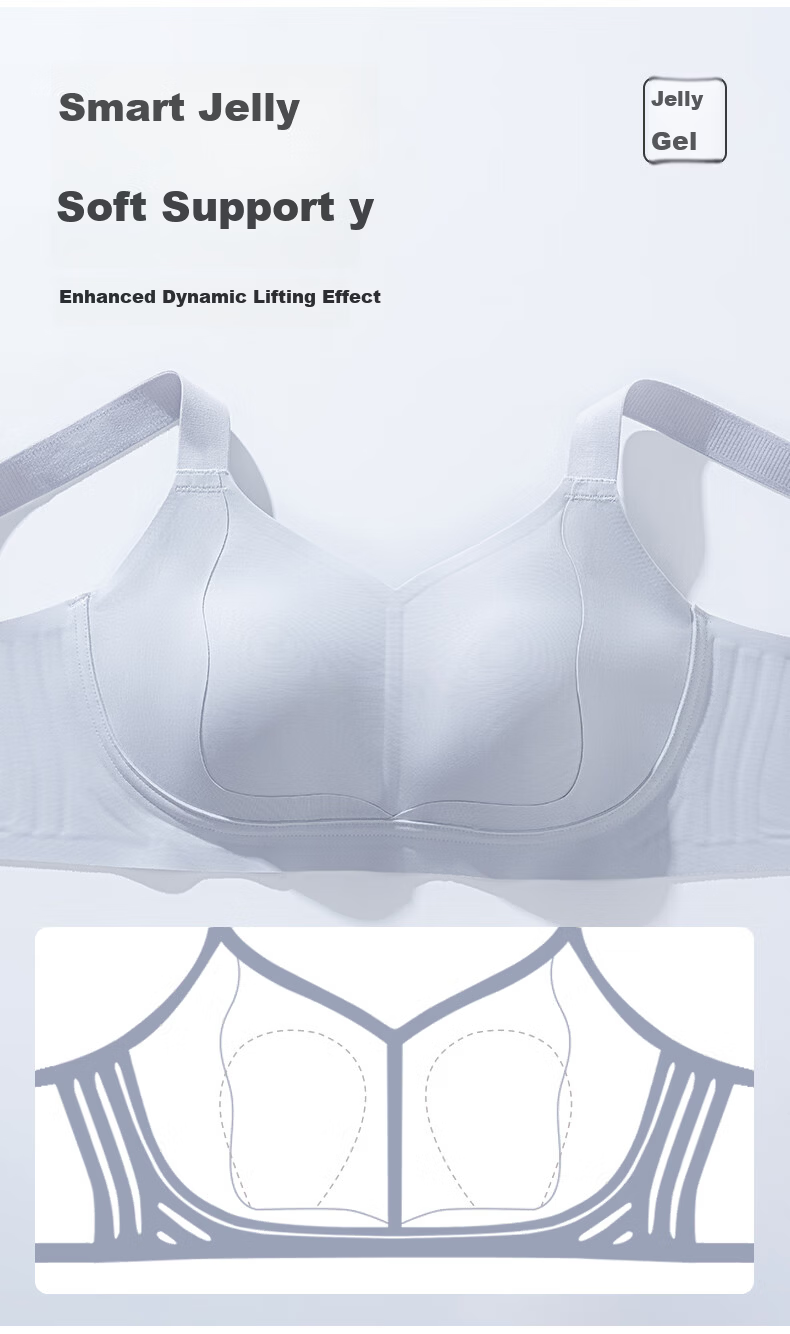 FINSEECH Seamless Lightweight Sports Bra Large Cup Minimizing Lifting Shaping Bra Light Gray Blue 90BCD 10