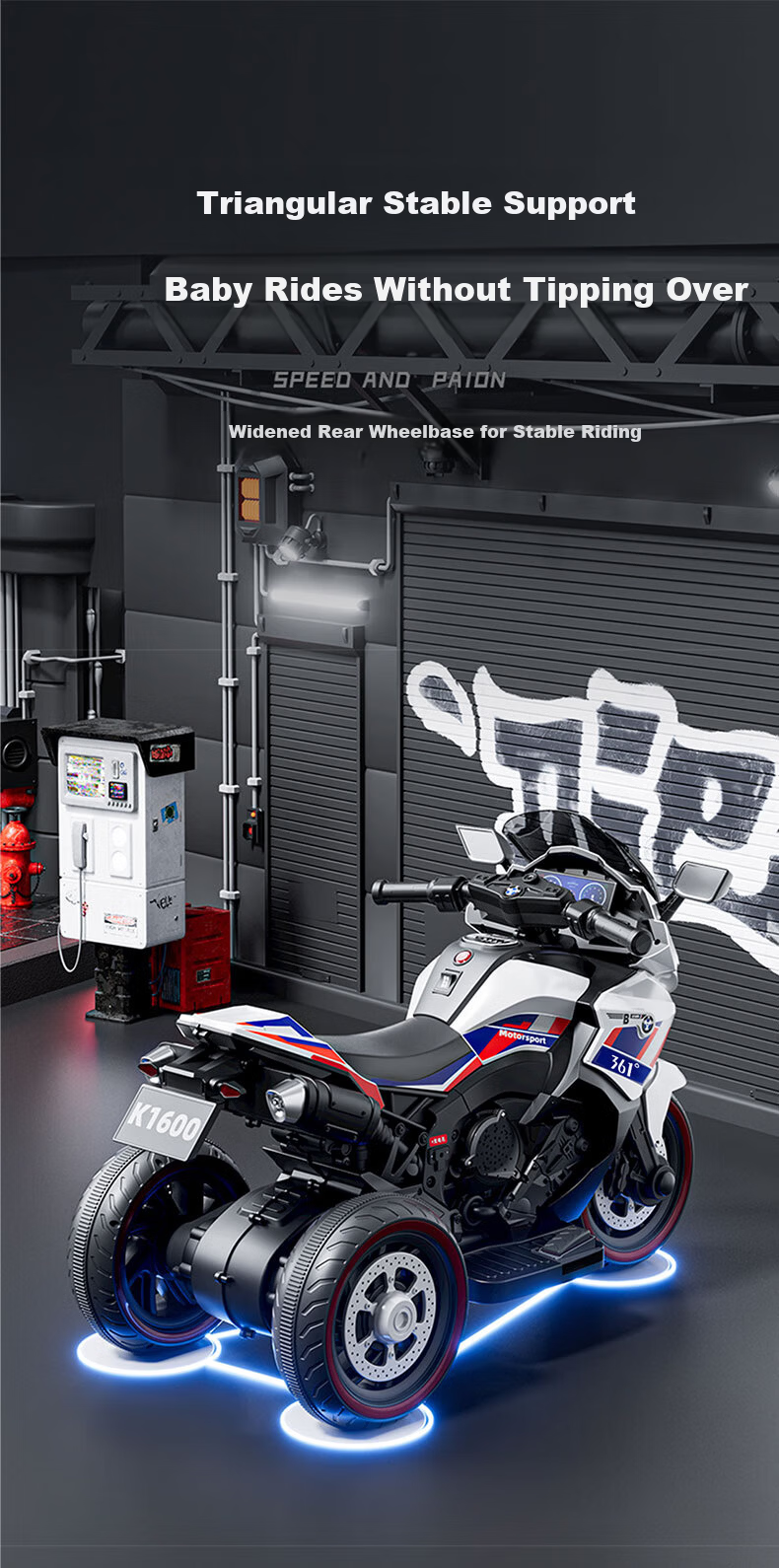 361° Kids Electric Motorcycle DH-318 for Ages 1-10, Ride-On Toy for Boys and Girls 8