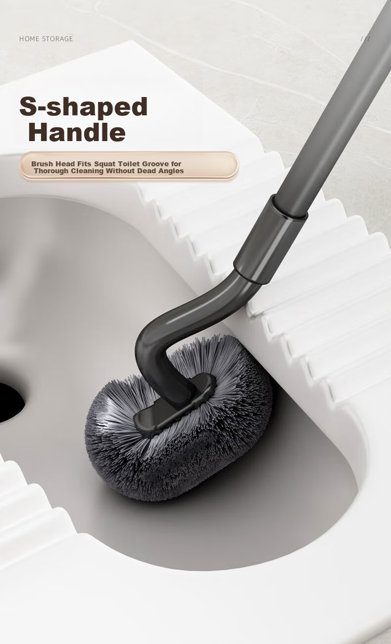 MUYA Toilet Brush Squat Pan Brush S-Shaped Short Wall-Mounted Bathroom Toilet Cleaner No Dead Angle Cleaning Tool 9