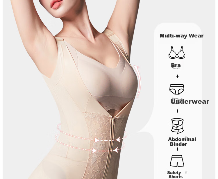 Tingmei One-Piece Shapewear Strong Abdomen Control Hip Lift Postpartum Waist Trainer Seamless Body Shaping Garment for Women 2XL 10