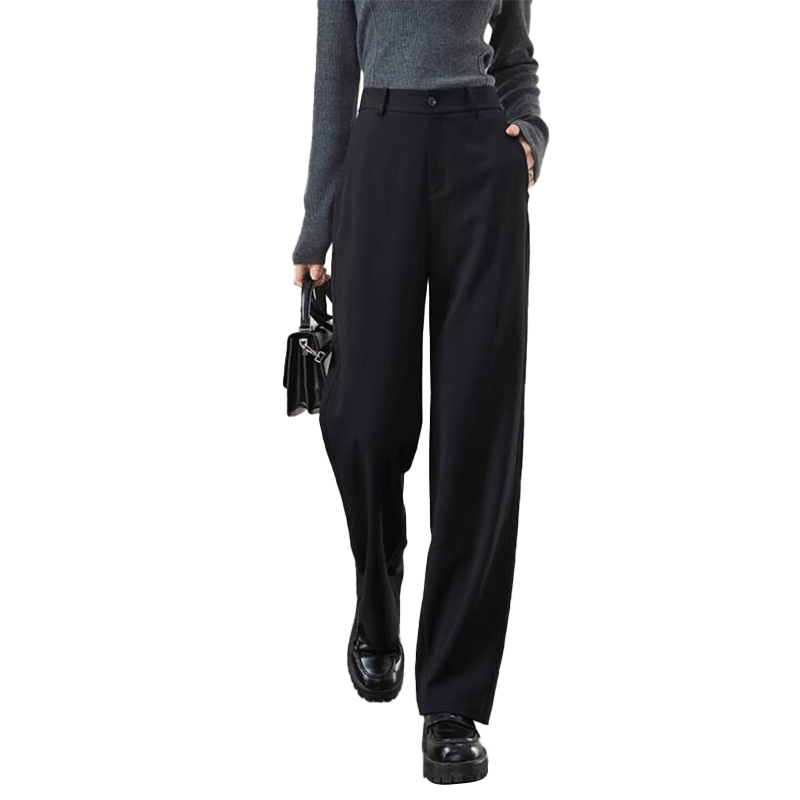 LangSha Straight-Leg Dress Pants for Women, Spring And Autumn 2025, High-Waisted, Draping, Slim-Fit Wide-Leg Casual Trousers for Commuting