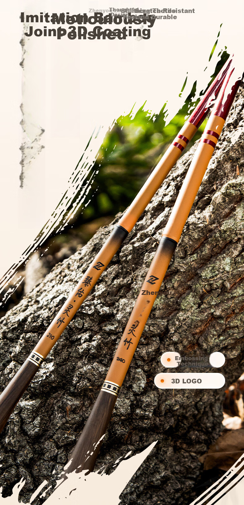 Grsaed Children's Fishing Rod Mini Short Section Hand Rod Set Carbon Fiber Fishing Rod Crucian Carp Rod Stream Rod Bamboo 2.7 Meters 9
