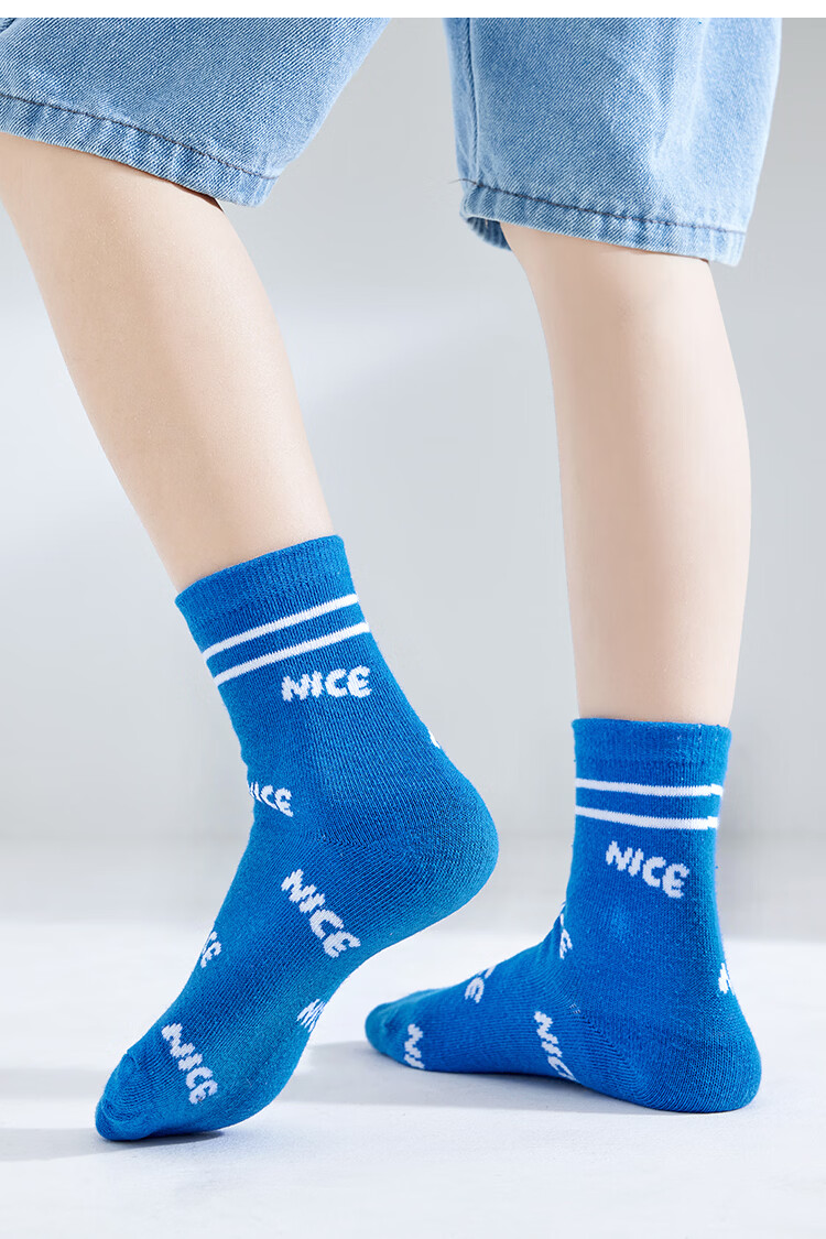 MiiOW Children's Socks for Boys [Trendy Letters + Soft Cotton] Mid-Calf Cotton Socks for Baby Boys, Versatile All-Season Socks 11