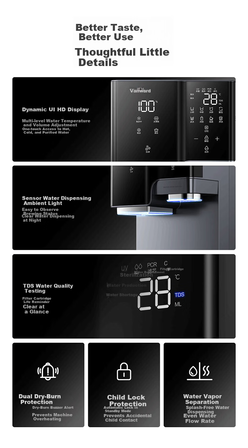 Vanward Desktop Water Purifier Galaxy Ice Maker Home Water Filter No Installation Instant Hot Drinking Machine A1-STR100 17