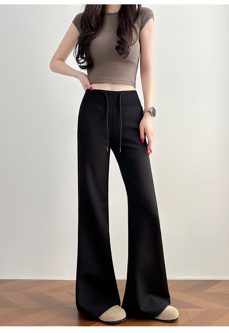 Jeanswest Women's Casual Pants 2026 High-Waist American Style Flared Loose Slim Fit Draped Sweatpants Light Gray L 14