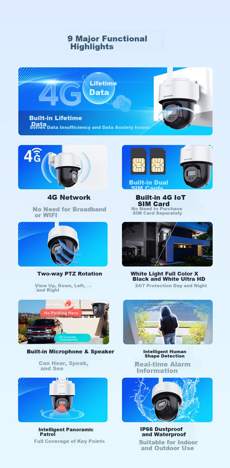 HIKVISION POE Starlight Night Vision Network Surveillance Camera 2MP Commercial Indoor Outdoor HD Smart Dome DS-2CD3326WDV3-I 4