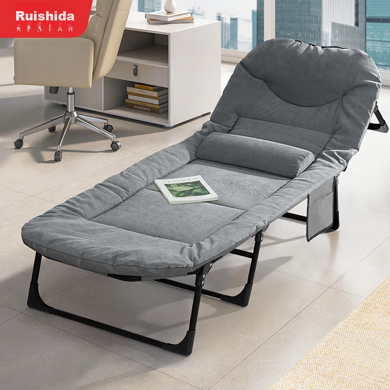 Restar Folding Single Nap Bed Hospital Care Bed Military Cot Recliner Office Nap Waist Support - 190cm Gray