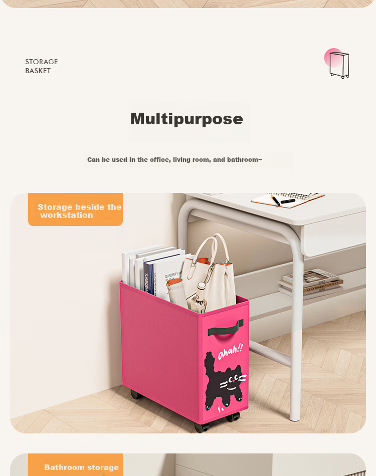 Fan Ye Office Under-Desk Storage Basket with Wheels, Student Dormitory Mobile Trolley, Workstation Movable Storage Rack 11