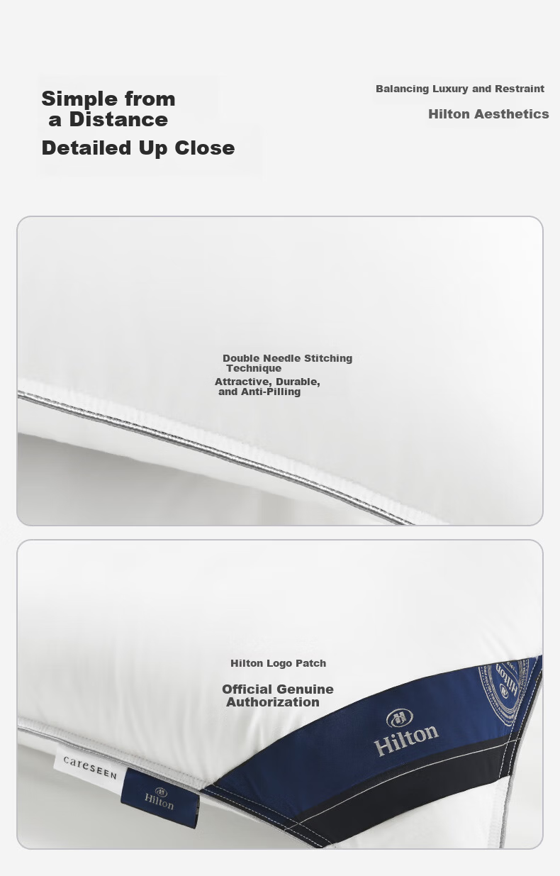 Hilton Good Sleep Pillow Pro Antibacterial Adult Cervical Neck Support Home Fiber Pillow Core 48*74cm Medium Pillow 10
