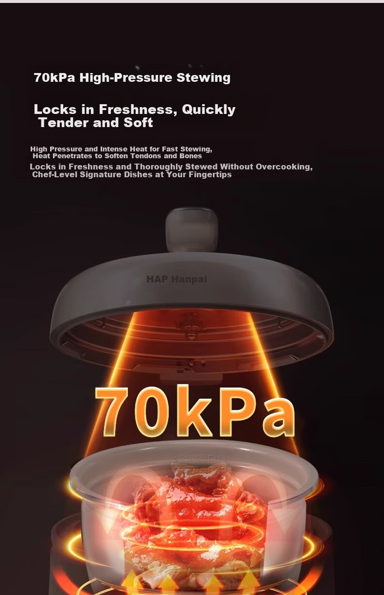 HAP 4L Triple Inner Pot Electric Pressure Cooker Household High-Pressure Ceramic Glaze Dual Pot Dual Lid Rice Cooker Large Capacity Multifunctional Smart Dual-Pot Hot Pot 10