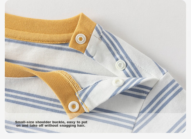 DAVE & BELLA Kids Cotton T-Shirt Boys Spring Fake Two-Piece Striped Base Shirt Class A 3