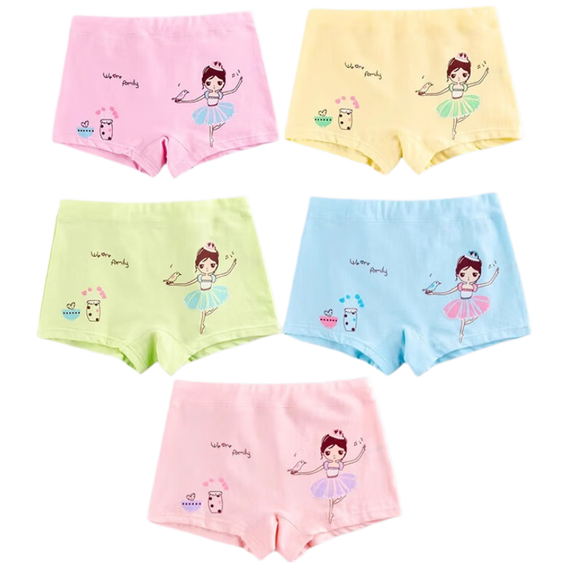 9i9 Kids Girls Boxer Briefs Children's Four-Point Shorts Baby Cotton A-Class F7 Cat Pattern 5-Pack L