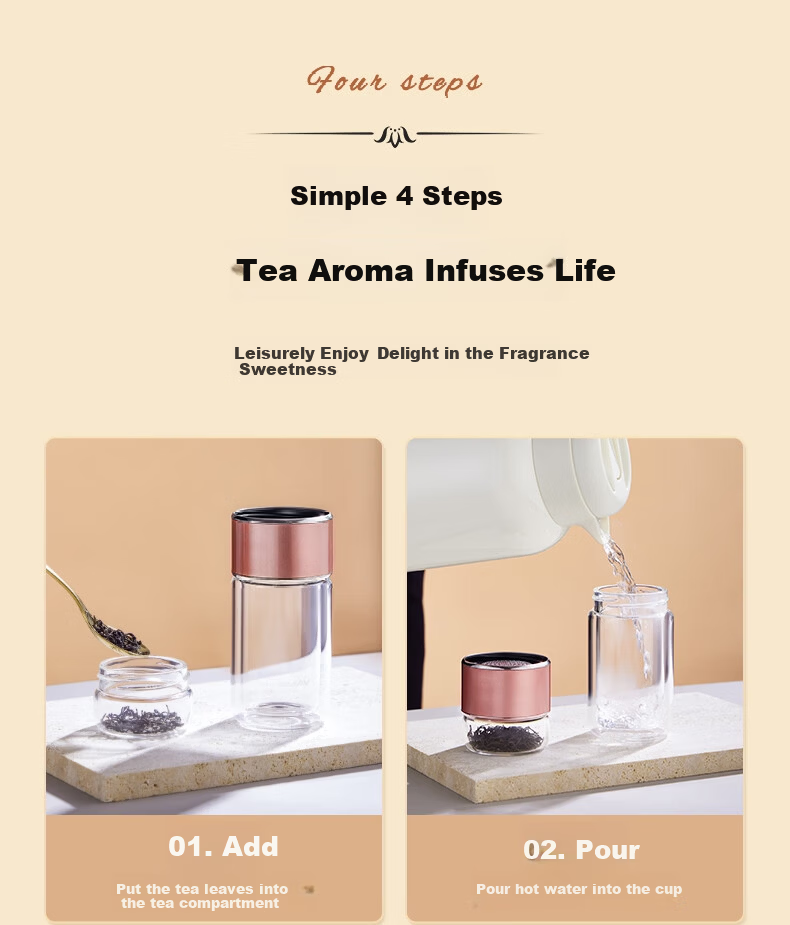 BVGMAV Glass Cup for Women Double-Layer Heat-Resistant Glass Tea Water Separation High-Value Tea Infuser Cup Premium Custom Gift 18