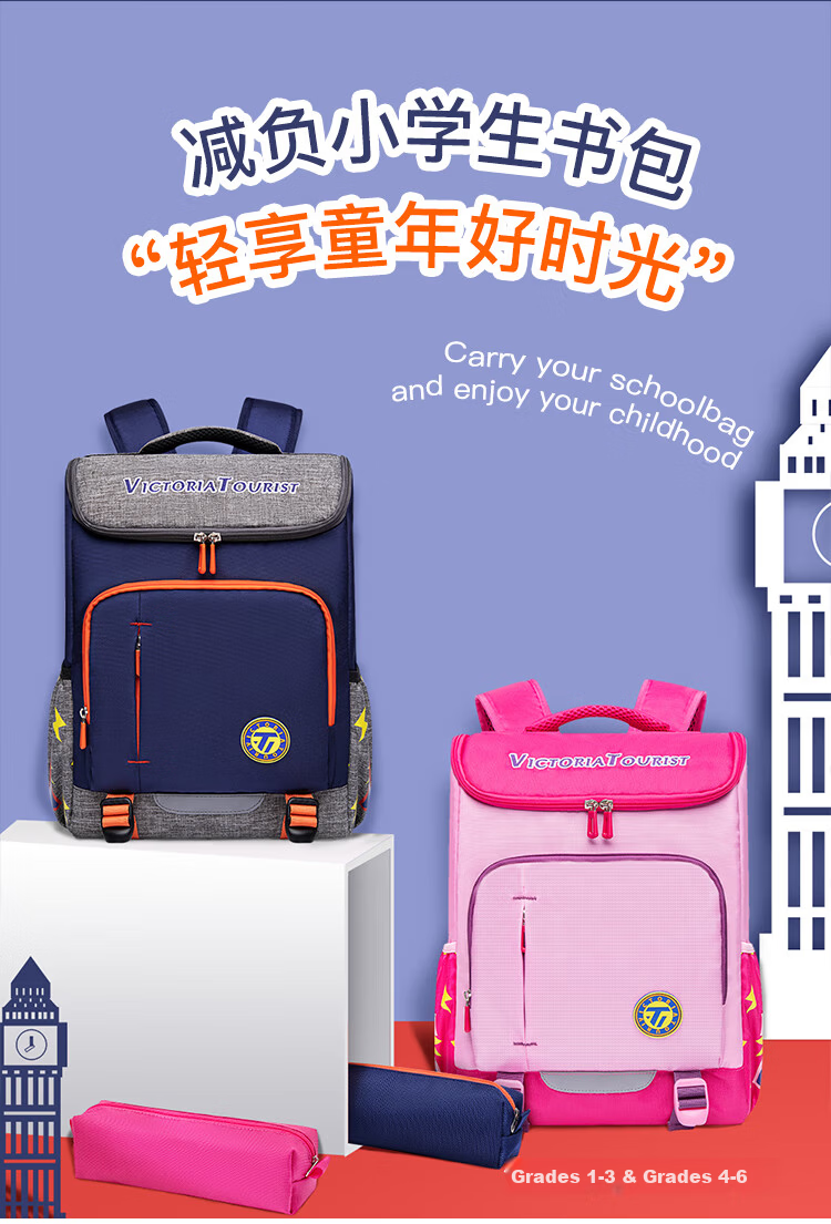 VICTORIATOURIST Lightweight Middle School Girls Backpack High Capacity Stylish 3-6 Grade Student School Bag 1