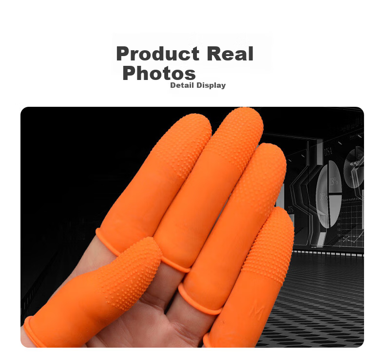 Caiyile Latex Non-Slip Finger Cots Orange S/Small (100 pcs) 08293 10