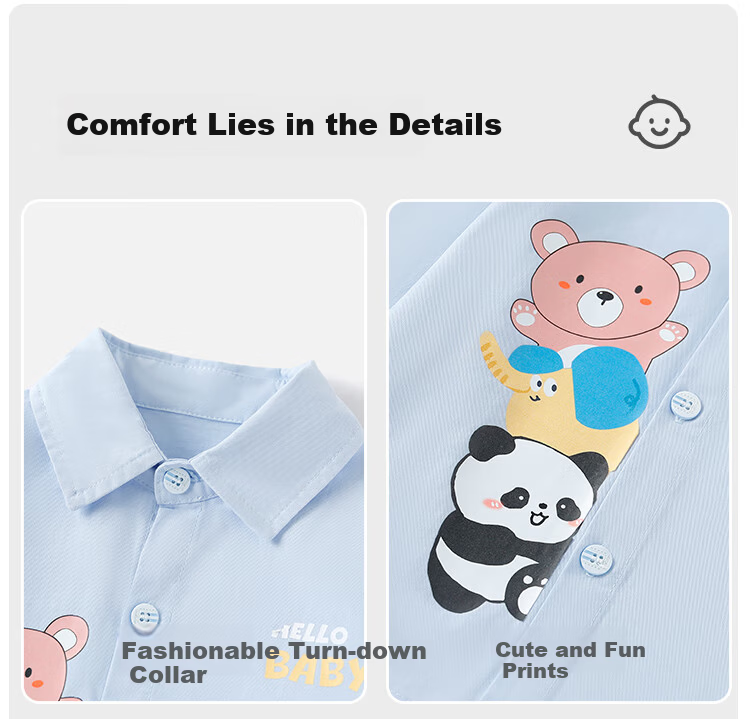 Yishuang'er Children's Shirt Spring and Autumn Boys' Polo Collar 100% Cotton Long Sleeve Baby Shirt White 110 8
