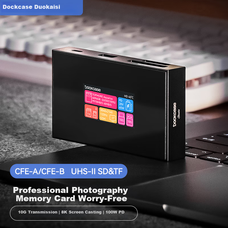 DOCKCASE 8-in-1 Photography Expansion Dock Card Reader High-Speed CFexpress A/B & SD/TF UHS-II Professional Card Reader Compatible with iPhone 17