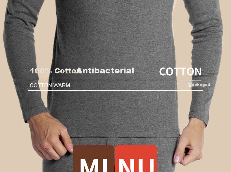 Seven Wolves 100% Cotton High Neck Autumn Winter Men's Thermal Shirt Windproof Neck Protection Pure Cotton Base Layer 2